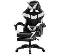 BAKAJI Sedia Poltrona Gaming Scrivana Ufficio Casa in Ecopelle Schienale Reclinabile Cuscino Lombare Poggiatesta Rotazione 360 Gradi Altezza Regolabile Base 5 Ruote (White)