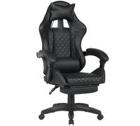 Sedia Gaming da Scrivania Nero con Poggiapiedi Seduta Ergonomica e Regolabile