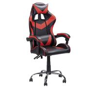 Sedia gaming da ufficio in ecopelle nera e rossa con 5 ruote e schienale reclinabile High Quality