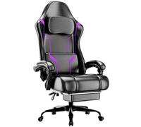 Sedia Gaming Ergonomica con Molle e Poggiapiedi in Pelle PU (Viola + nero)