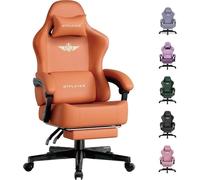 GTPLAYER Sedia da gioco, traspirante, sedia da ufficio, ergonomica, in tessuto di alta qualità, ergonomica, schienale regolabile a 160°, poggiapiedi estraibile,carico 180 kg,arancione