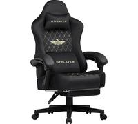 Sedia Gaming in Tessuto GTPLAYER Ergonomica per PC con Poggiapiedi e Cuscino a Molla, Portata 150KG, Sedia da Ufficio Regolabile e Girevole