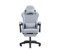 Mars Gaming MGC-X, Sedia Gaming Ergonomica, Tessuto Traspirante, Schienale Reclinabile e Altezza Regolabile, Braccioli Dinamici, Cuscino Cervicale e Lombare, Sedia Poggiapiedi Estensibile, Blu