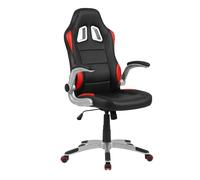 Sedia Gaming Mugello Ufficio Rosso e Nero PVC/Ecopelle Doppia Cucitura e Imbottito, Syncro, Bracci pieghevoli 70x115x69 cm
