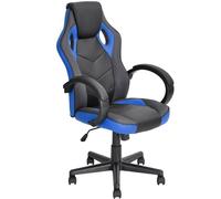 BAKAJI Sedia Gaming Poltrona da Ufficio Direzionale Ruote Girevole Sportiva Racer Direzionale Office Racing Presidenziale Casa Studio Sedia Da Scrivania Uffici Altezza Regolabile (Blu)