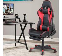 Sedia Gaming Poltrona Scrivania Ufficio Casa Reclinabile con Poggiapiedi Rosso