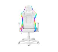 Sedia da Gaming Ranqer Halo con LED RGB - Girevole 360°, braccioli regolabili, schienale regolabile, cuscini rimovibili, ergonomica, base stabile in nylon - Bianco