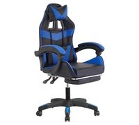 Sedia gaming reclinabile con poggiapiedi e supporto lombare nero/blu Blu-nero