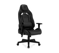 SENSE7 Poltrona da gioco Vanguard, ergonomico con cuscini lombari regolabili, inclinazione regolabile, sedia da gioco con oscillazione, sedia da ufficio in similpelle 150kg, sedia PC nera