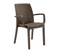 Sedia Giardino Indiana Braccioli Poltrona Rattan Esterni Polipropilene Marrone