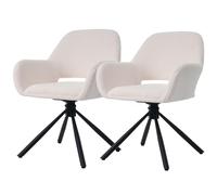 Sedia girevole con supporto per lo schienale e struttura inferiore stabile per ambienti versatili, look elegante per sala da pranzo, sala conferenze, ufficio, soggiorno e studio (bianco+sherpa, 2)