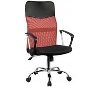 Sedia girevole ergonomica rossa - schienale alto in rete - regolabile in altezza, funzione basculante, braccioli, ufficio e casa ufficio