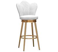 Sedia girevole in velluto a barra in metallo con telaio rotondo per cene da cucina/sala da pranzo e salone di bellezza, 65 cm, altezza seduta elegante
