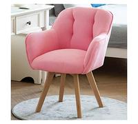 Sedia girevole in velluto rosa con robuste gambe in legno, design compatto per piccoli spazi, elegante sedia d'accento per soggiorno, camera da letto, mobili da ufficio