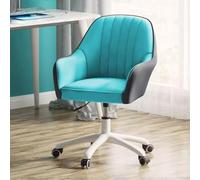 Sedia girevole moderna con braccioli, schienale medio, sedia da ufficio, sedia da studio per computer, sedia da ufficio con ruote, sedia da ufficio in pelle, colore grigio (Blauw Grijs Size)