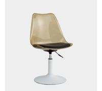 Sedia girevole moderna in acrilico trasparente con schienale in polipropilene bianco e cuscino in poliuretano, altezza regolabile a 360°, design senza braccioli, supporta 158,8 kg, ideale per cucina o