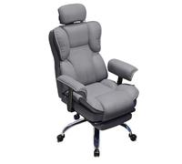 Sedia girevole reclinabile con ottomana, schienale e poggiatesta regolabili, design ergonomico per una comoda seduta in soggiorno o camera da letto