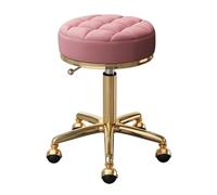 Sedia girevole regolabile da disegno, per spa e saloni di massaggio, in pelle PU e struttura in acciaio inox dorato, sgabello di bellezza per casa e ufficio (rosa)