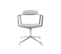 Sedia Girevole Vipp 452 con Piedini Per Pavimento in Alluminio/ Bianco Sporco/ Grigio Chiaro