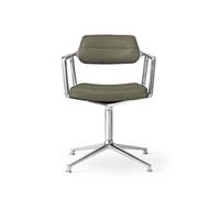 Sedia Girevole Vipp 453 con Piedini in Alluminio/pelle Verde Bosco