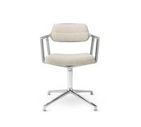 Sedia Girevole Vipp 453 con Piedini Per Pavimento in Alluminio/ Bianco Sporco/ Grigio Chiaro