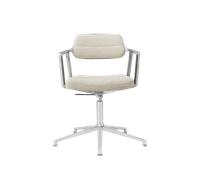 Sedia Girevole Vipp 453 Swivel+ con Piedini Per Pavimento in Alluminio/ Bianco Sporco/ Grigio Chiaro