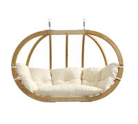 Sedia Globo Royal bianco naturale - doppia sedia sospesa in legno natura / beige