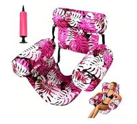 Sedia gonfiabile da piscina galleggiante pieghevole con supporto per la schiena portatile Lilo lettino per adulti include pompa per piscina, spiaggia, lago relax (rosa)