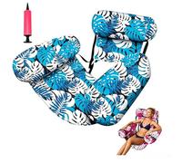Sedia gonfiabile da piscina galleggiante pieghevole con supporto per la schiena portatile Lilo lettino per adulti include pompa per piscina, spiaggia, lago relax (blu)