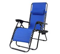 Sedia gravità Zero Sdraio da Giardino Poltrona Relax Pieghevole Salvaspazio Con Portabicchieri Reclinabile Tessuto Mare Spiaggia Piscina Arredo Esterno Vari Colori (Blu)