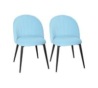 HOMCOM Set 2 Sedie da Pranzo Imbottite con Schienale a Conchiglia in Velluto, 52x55x79 cm, Azzurro Aosom Italy
