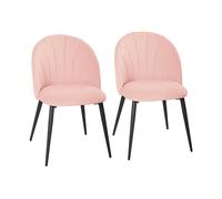 HOMCOM Set 2 Sedie da Pranzo Imbottite con Schienale a Conchiglia in Velluto, 52x55x79 cm, Rosa Aosom Italy