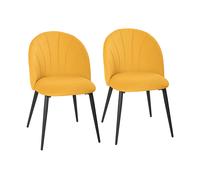 HOMCOM Set 2 Sedie da Pranzo Imbottite con Schienale a Conchiglia in Velluto, 52x55x79 cm, Giallo Aosom Italy