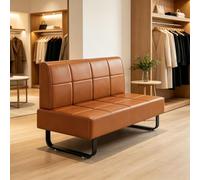 Sedia imbottita per ufficio, panca per reception resistente panca per hall | Panca ottomana con struttura in metallo e rivestimento in pelle PU, ideale per la casa, sale riunioni(Brown,70.9"/180cm)