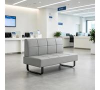 Sedia imbottita per ufficio, panca per reception resistente panca per hall | Panca ottomana con struttura in metallo e rivestimento in pelle PU, ideale per la casa, sale riunioni(Grey,59.1in/150cm)
