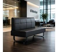Sedia imbottita per ufficio, panca per reception resistente panca per hall | Panca ottomana con struttura in metallo e rivestimento in pelle PU, ideale per la casa, sale riunioni(Black,59.1in/150cm)