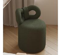 Sedia imbottita senza braccioli di trucco con la parte posteriore e l'ottomano rotondo di riposo del piede per la camera da letto e la stanza di studio