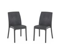 Sedia impilabile in polipropilene effetto rattan VIRGINIA ANTRACITE set 2 pezzi