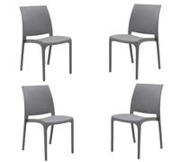 Liberoshopping Sedia impilabile in polipropilene moderna per interni ed esterni giardino bar cucina Volga (Grigio 4 Sedie)