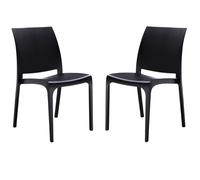 Sedia impilabile in polipropilene per interni ed esterni Volga Nero Set 2 pezzi
