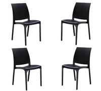 Sedia impilabile in polipropilene per interni ed esterni Volga Nero Set 4 pezzi