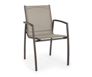 Sedia in alluminio textile con bracci esterno da pranzo Hilla Coffee YK14 YES