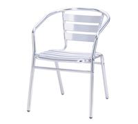 Sedia tipo bar con braccioli cm53x57xh72 impilabile in alluminio per esterni per