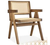 TecTake® Sedia da pranzo con braccioli, Sedie Cucina design retro, Poltroncina schienale largo, rattan ad intreccio viennese, struttura in legno massiccio, vernice protettiva - Rovere Chiaro