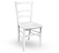 Sedia in legno Venezia colore bianco anticato shabby chic con seduta in massello