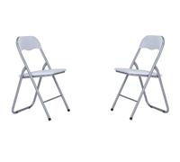 Sedia in metallo pieghevole seduta ecopelle BIANCO SET 2 PEZZI