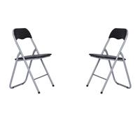 Sedia in metallo pieghevole seduta ecopelle NERO SET 2 PEZZI
