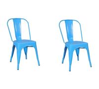 Sedia in Metallo Stile Industriale Set 2 sedie AZZURRO