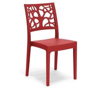 Sedia in polipropilene TETI, MADE IN ITALY, impilabile, idrorepellente, resistenza raggi UV, design moderno albero della vita per sala da pranzo, cucina, bar, ristoranti, esterno (Rosso, 1)