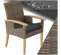 TecTake® Sedia in Rattan Rosarno, Poltrona Giardino, Estetica Naturale, Resistente agli Agenti Atmosferici, Poltroncina Esterno con Imbottitura Confortevole, per Esterno, Giardino, Balcone - Naturale